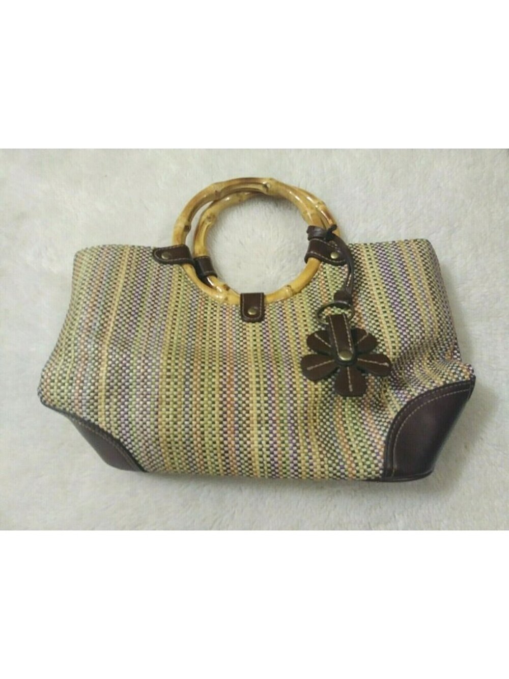 Relic Womens Purse Woven Multicolored Leather Flowers Handbag Pockets Bag